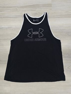 Under Armour Black Tank with White Trim and Logo Size XL